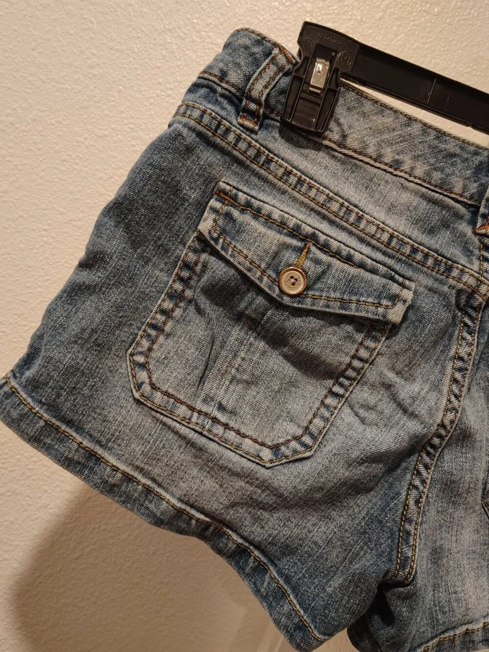 Unionbay Junior's Jean Denim Shorts Size 9 Stretch Patch Style Pockets Blue